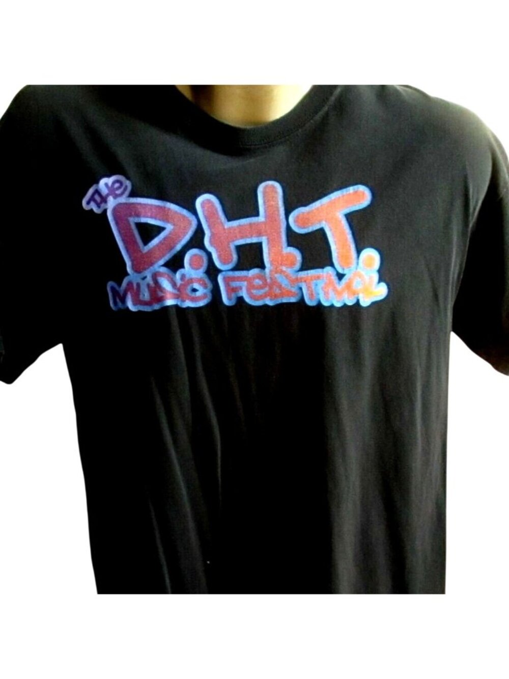 Vintage Y2K  Men's Tee Black Concert D.H.T. Music Festival Tour Large T-Shirt